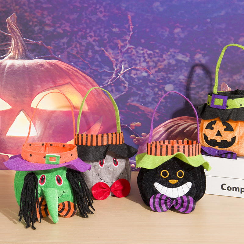 Wholesale Halloween Decorations, Witch Pumpkin Tote Bags Candy Cloth Bag
